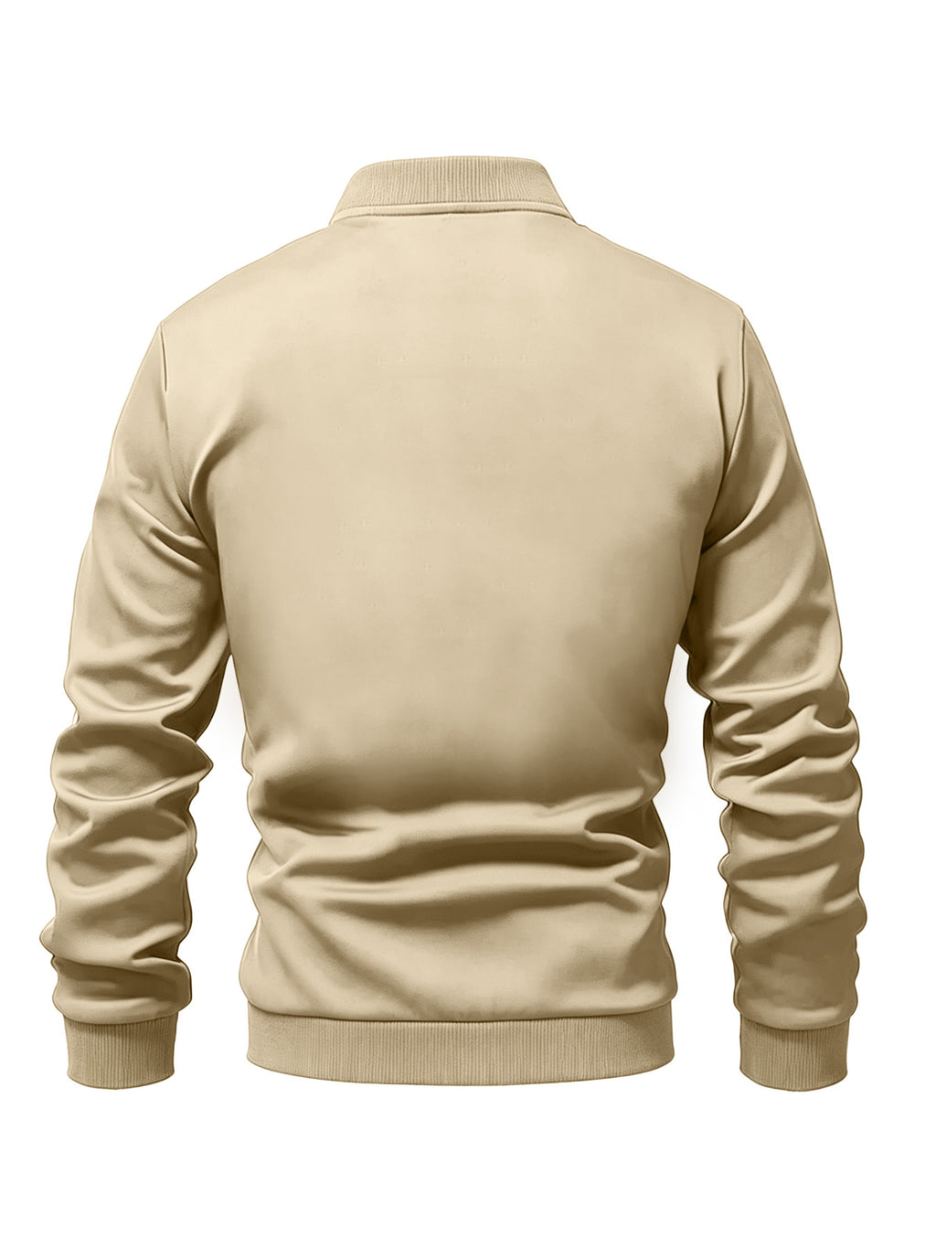 Slim-fit Versatile Men's Jacket, Featuring a Simple Handwritten Pattern, Men's Zip-up Jacket, Comfortable Casual Style, Suitable for Outdoor Activities - Khaki