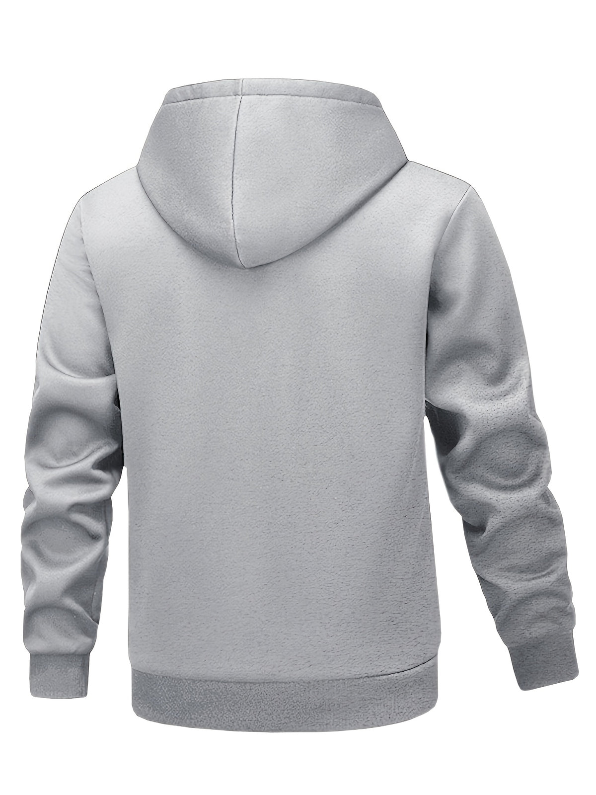 1pc Men'S Winter Thickened Lamb Fleece Hooded Sweatshirt, Black Solid Warm Pullover Top, Loose Kangaroo Pocket Long Sleeve Cold-Proof Hooded Jacket, Sports Fitness Commute Outdoor Casual Outerwear - Light Grey