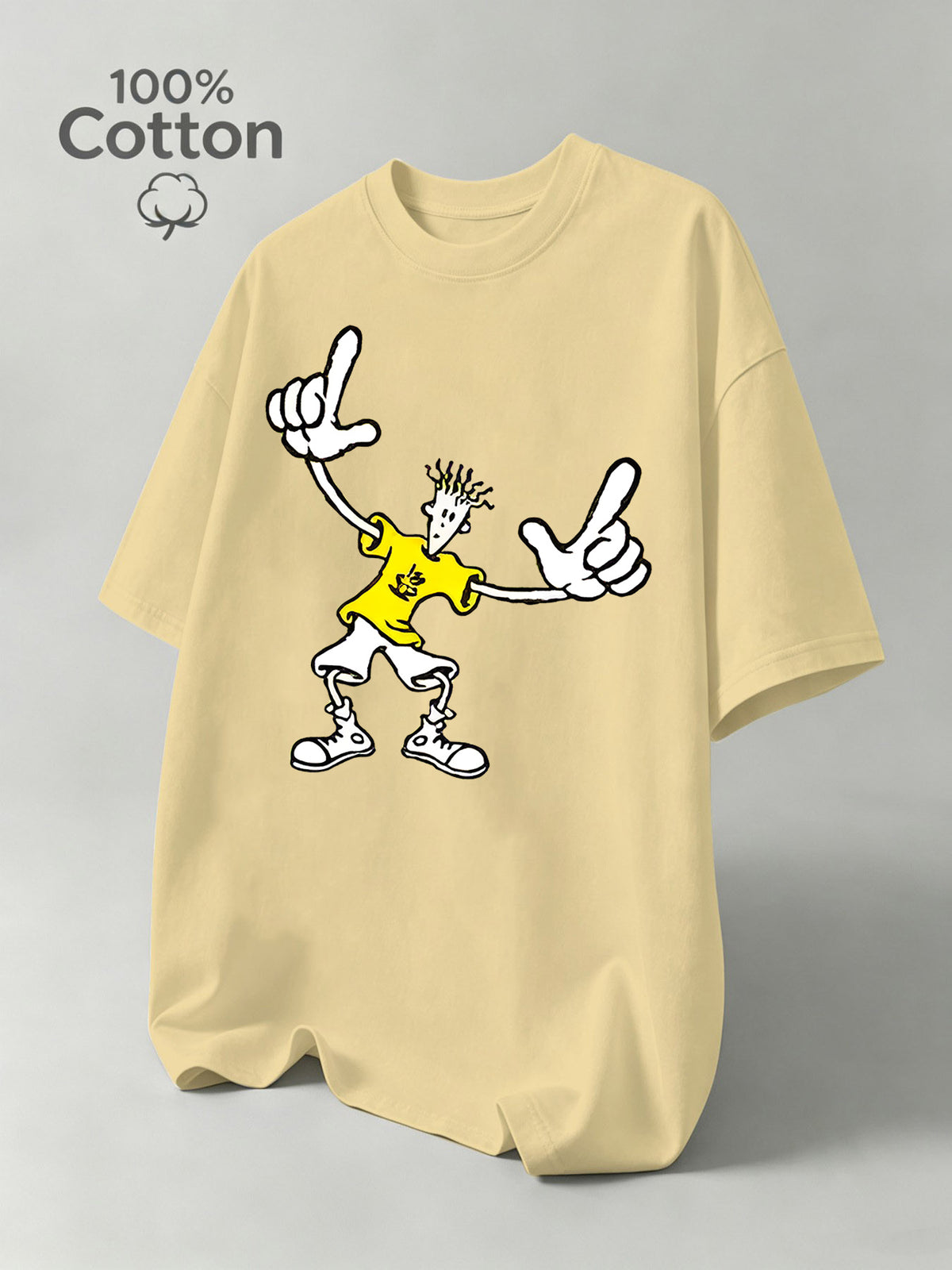 Men's OCISOS Fido Dido Short-Sleeve Shirt - Pure  Moisture-Wicking Breathable Round Neck Tee with Fido Dido Print, Suitable for Casual Streetwear, Gym, Outdoor Sports & Casual Attire, Machine Washable for & Young Men - Apricot