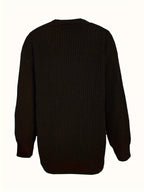 Casual V-Neck Single-Button Sweater Women'S Fall Winter Outerwear Top - Black