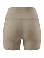 Summer Fashion Women's High-Waist 3-Inch Shorts with Pockets, Moisture-Wicking Summer Style - Anti-See-Through, Tummy Control, Non-Slip Waistband - Light Beige