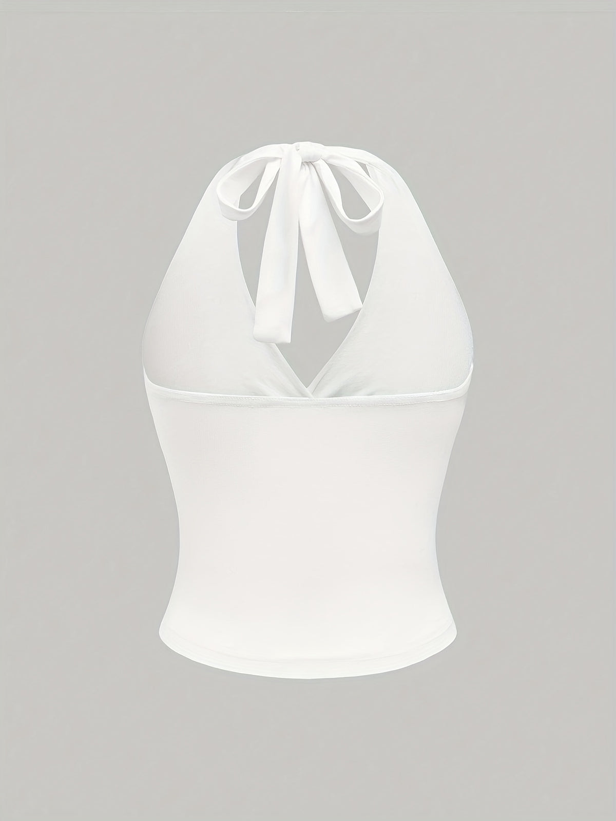 Women's Solid Color Tie-Back Vest Neck Casual Top - White