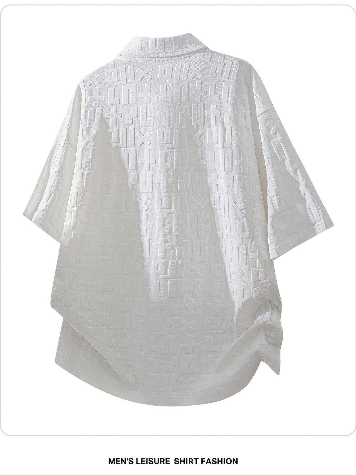 Men'S Summer Jacquard Textured Short Sleeve T-Shirt, Premium Casual Loose Top - White