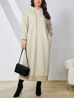 Plus Size - Plus Size - Plus-Size Long Hooded Sweatshirt - Apricot