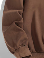 Men's Crew Neck Sweatshirt, Spring Autumn Art Brush Stroke Color Block Slogan Print Pullover Top, Youth Loose Casual Versatile LongSleeve Basic Shirt - Light Brown-1