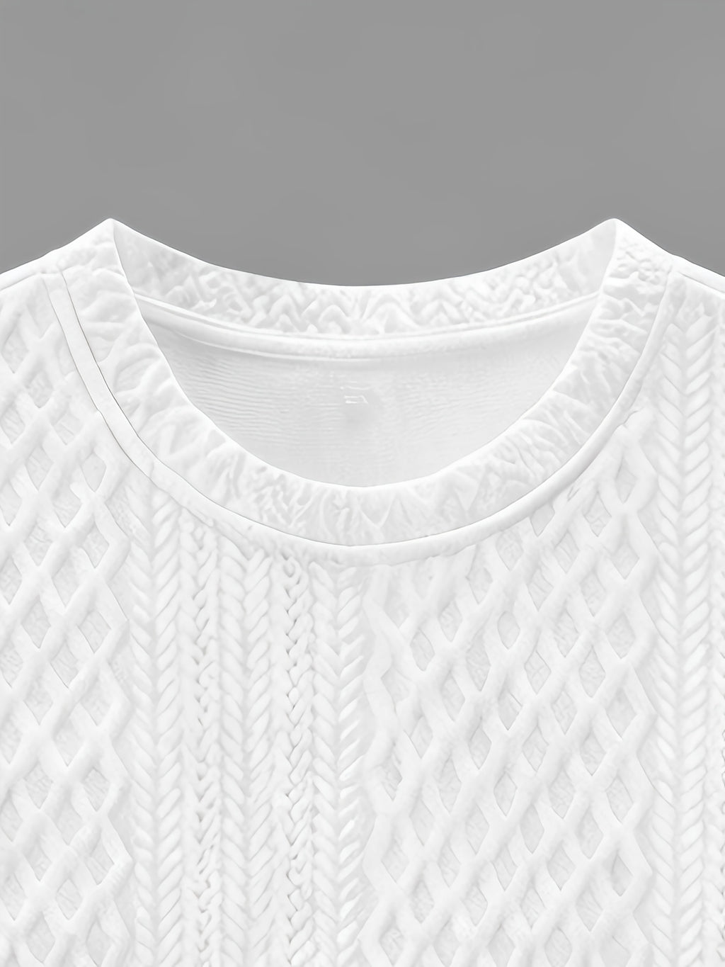 Men's Summer Casual Premium Textured Crew Neck Short Sleeve T-Shirt, Trendy Printed Pattern Design, Comfortable and Breathable Textured Fabric, Suitable for Outdoor Vacations and Daily Wear - White