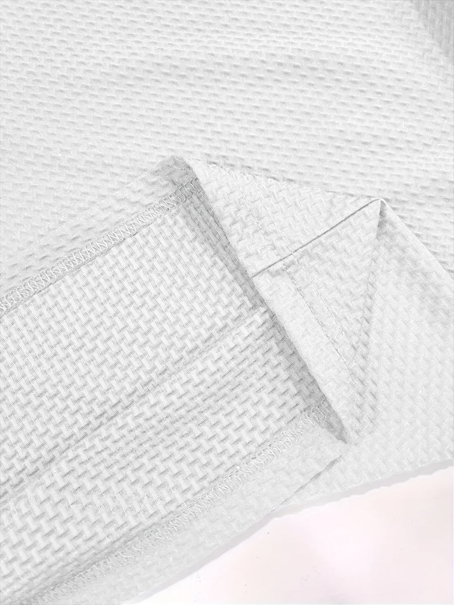 Men's Solid-color Polo Shirt with a Contrasting Button Placket Featuring a Light Business Style Design. The Fabric Is Breathable and Comfortable, Keeping You Cool in Summer. Perfect for Everyday Casual Wear and Outings, Available in Multiple Colors. - White