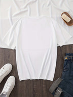 Graphic Print T-shirt, Short Sleeve Crew Neck Casual Top for Summer & Spring, Women's Clothing - White