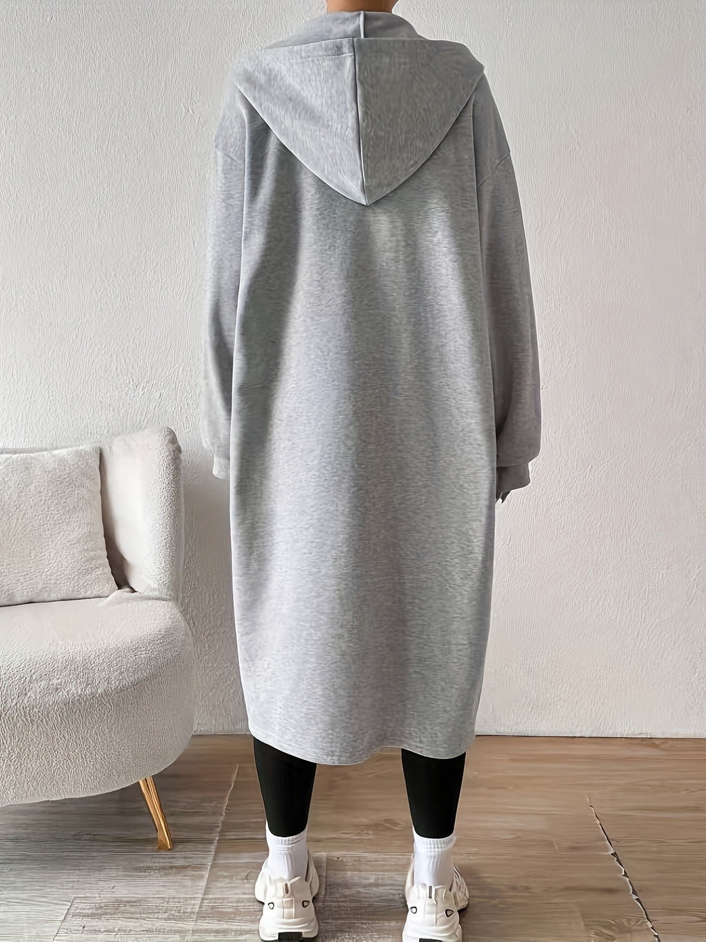 Women'S Fashion Color-Block Jacket Zipper Coat, Floral Letter Pattern Print - Light Grey