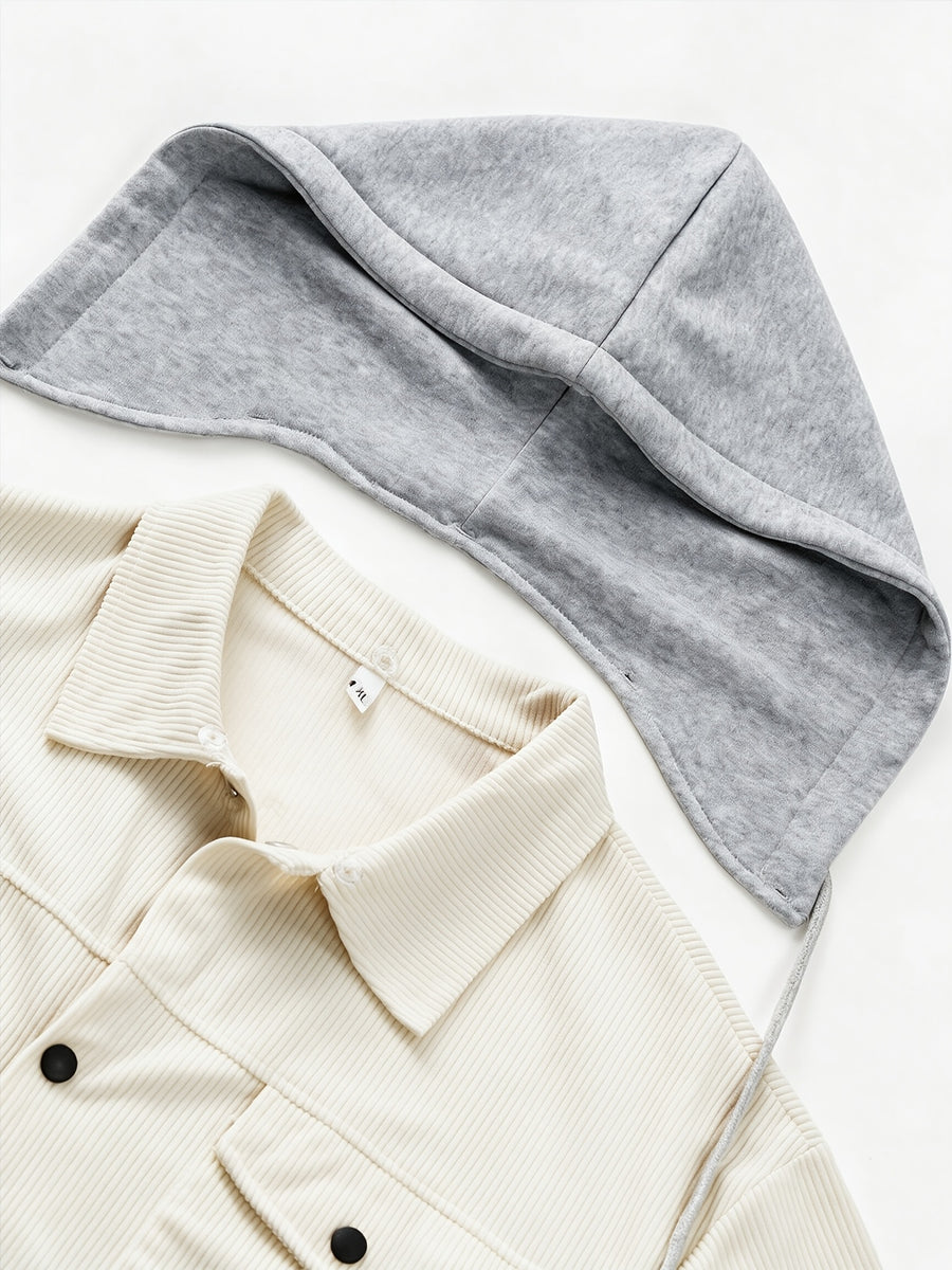 Spring/Autumn Lightweight New Men'S Casual Fashion Multi-Pocket Cargo Hooded Jacket, Detachable Hood Design Men'S Outerwear, Comfortable And Versatile for Various Scenes And Daily Wear - Off-white