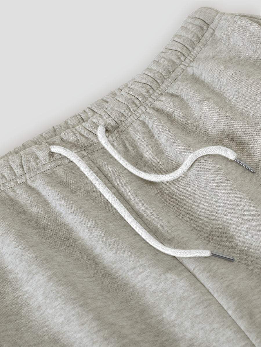 A Casual Autumn/winter -lined Loose-fit Women's Sweatpants Featuring a Trendy Fashionable Digital Star 22 Pattern Print - White Flower Grey