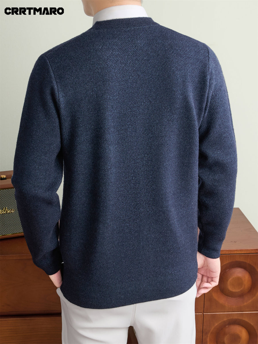 Men's Thick, V Neck Knit Cardigan, Warm Casual Layering Top for Fall and Winter - Colorful Blue