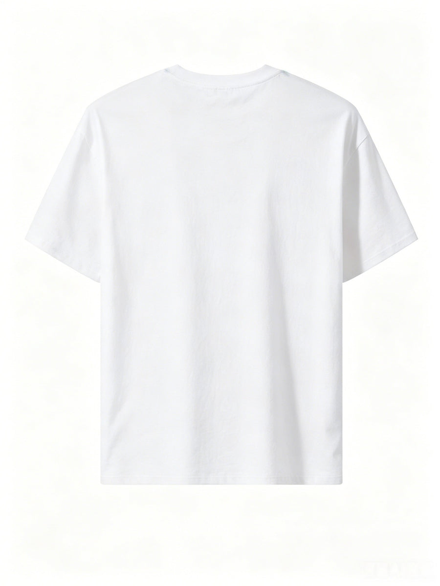 Summer Men's 5pcs Pure Cotton Short-Sleeve T-Shirts, Classic Crew Neck Versatile Basic Style, Soft Breathable Regular Fit, Custom Print Patterns Available, Ideal for Daily Wear, Team Apparel, and Commemorative Work Uniforms - White