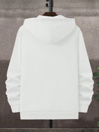 50% Cotton, 50% Polyester, 2-Pack Men's Zippered Hooded Fleece-Lined Sweatshirt, Men's Clothing, Long-Sleeve Fleece Jacket, Zippered Top, Hooded Sweatshirt, Pockets, Drawstring, Suitable for Outings, Casual Wear, Back-to-School Season - Black+White