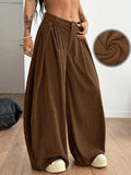 Women'S Fashion Casual Wide Leg Pants - Coffee Color