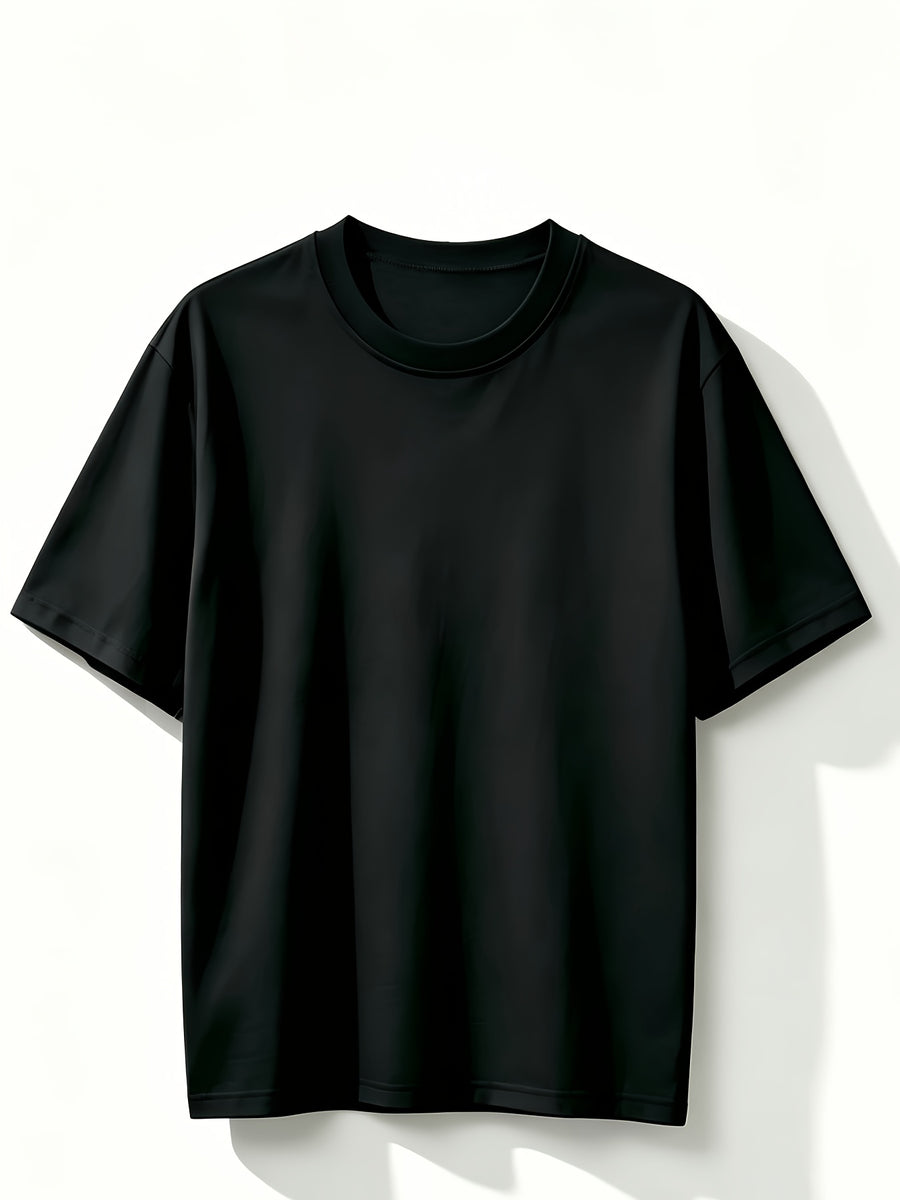 5pcs Set, 5pcs, Solid Color Round-Neck Fashionable Easy Slim-Fit Loose Short-Sleeve T-Shirt, Summer/Spring Women'S 5pcs Top Set, Available in Small Or - Black