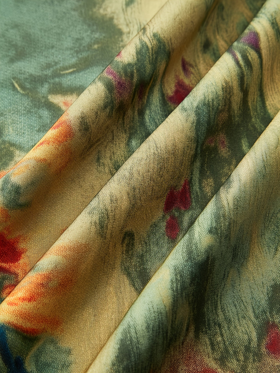 Printed Wrap Skirt - Green