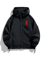 Men's New Jacket Coat Spring Autumn Casual Jacket Sports Outdoor Zipper Pocket, Hooded Design - Black