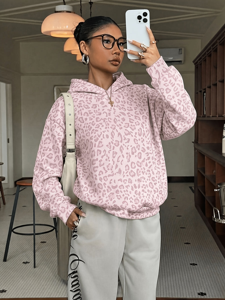 Women's Sweatshirt, Casual and Simple College-style Retro Leopard Sweatshirt[Printed Design-not Textured] - Mixed colors
