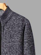 Easy And Casual Men'S Thick Knitted Cardigan, Autumn And Winter Stand Collar Zipper Top Classic Basic Style with Practical Double-Sided Pockets, Basic Style for Daily Wear of Young And Middle-Aged People - Dark Gray