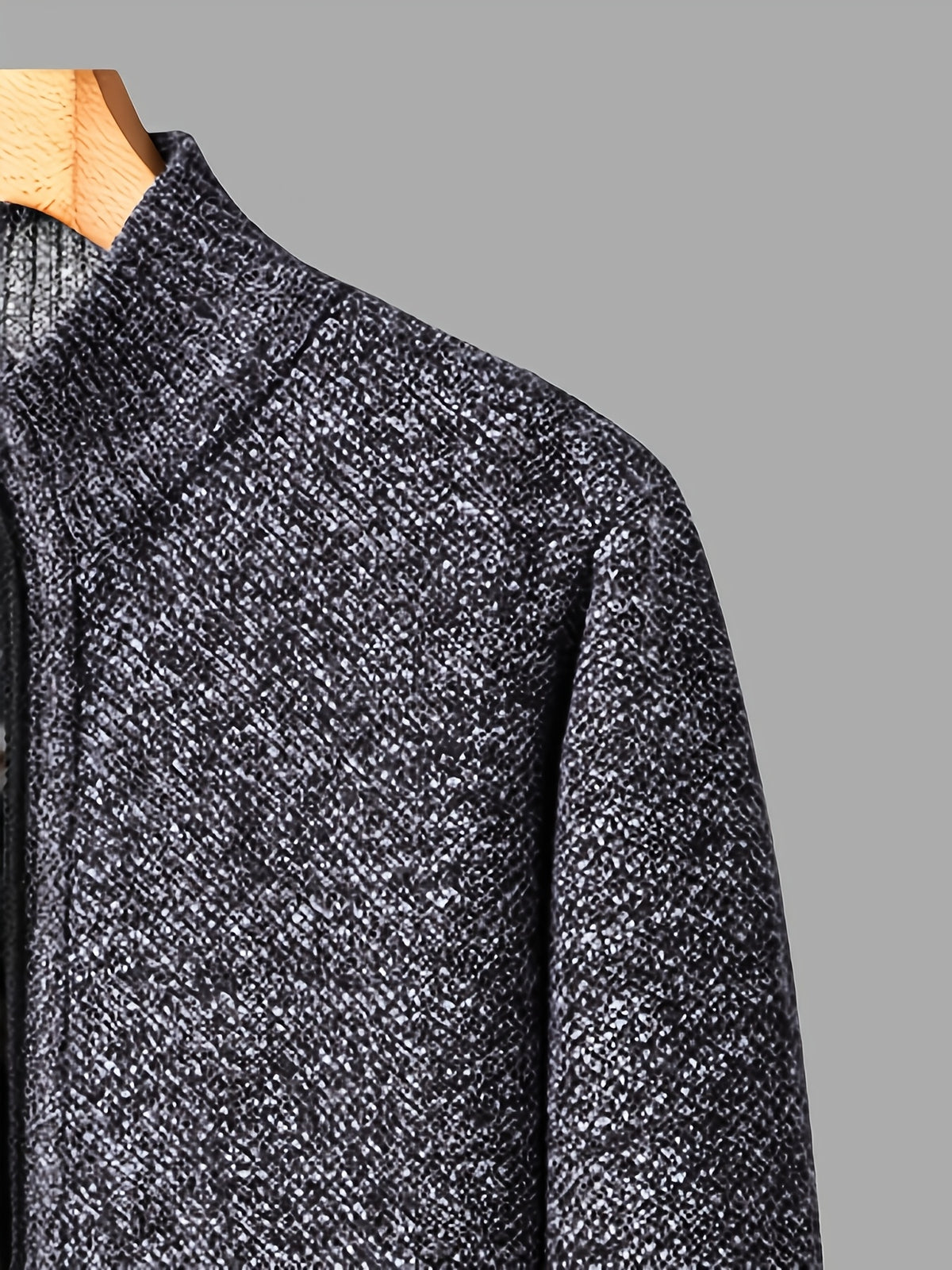 Easy And Casual Men'S Thick Knitted Cardigan, Autumn And Winter Stand Collar Zipper Top Classic Basic Style with Practical Double-Sided Pockets, Basic Style for Daily Wear of Young And Middle-Aged People - Dark Gray