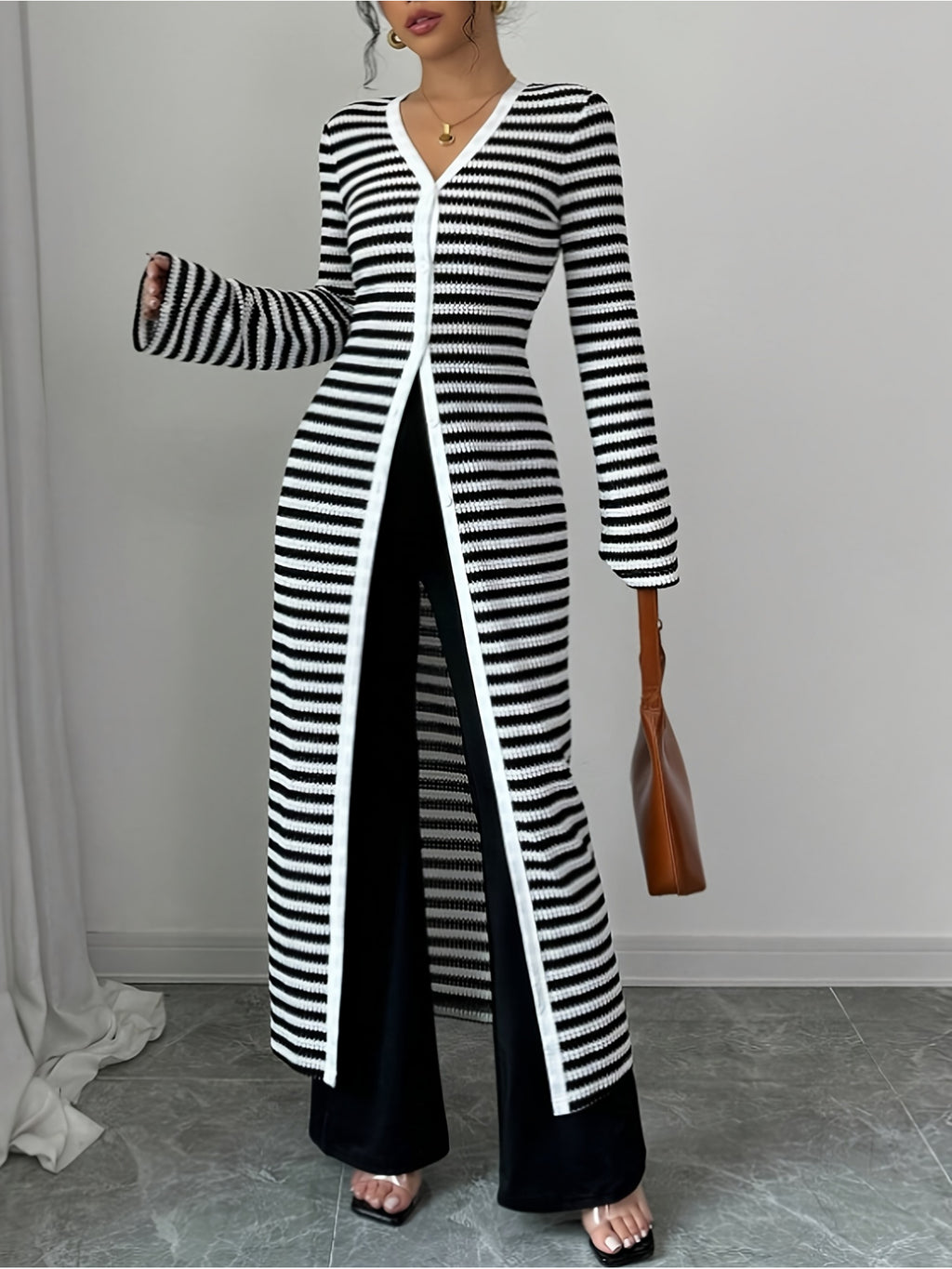 D5652 Elegant Directional Autumn/Winter Women's Fashion Long-Sleeve Coat and Trousers 2pcs Set - Mixed colors