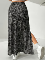 Floral Print Long Slit Skirt - Mixed colors