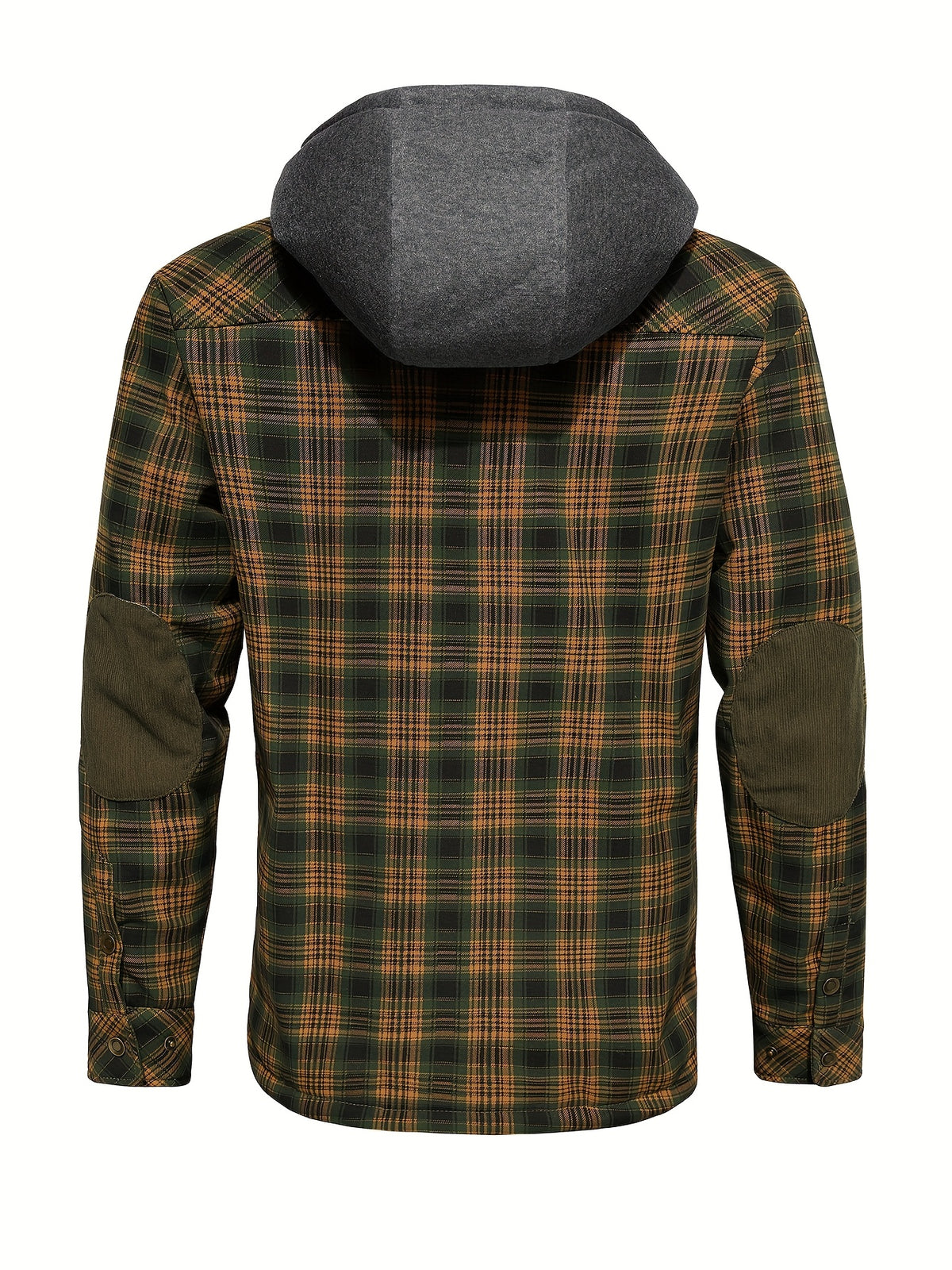 Men's Casual Hooded Two-Tone Plaid Jacket in US Sizes - fern green