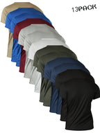 13pcs Men'S Premium Solid Color Crew Neck T-Shirts - Ultra Breathable, Quick-Dry, Moisture-Wicking, Slightly Stretchy Comfort - Ideal for Summer Workouts, Running, Gym & Casual Wear, Workout Shirts - Mixed-color