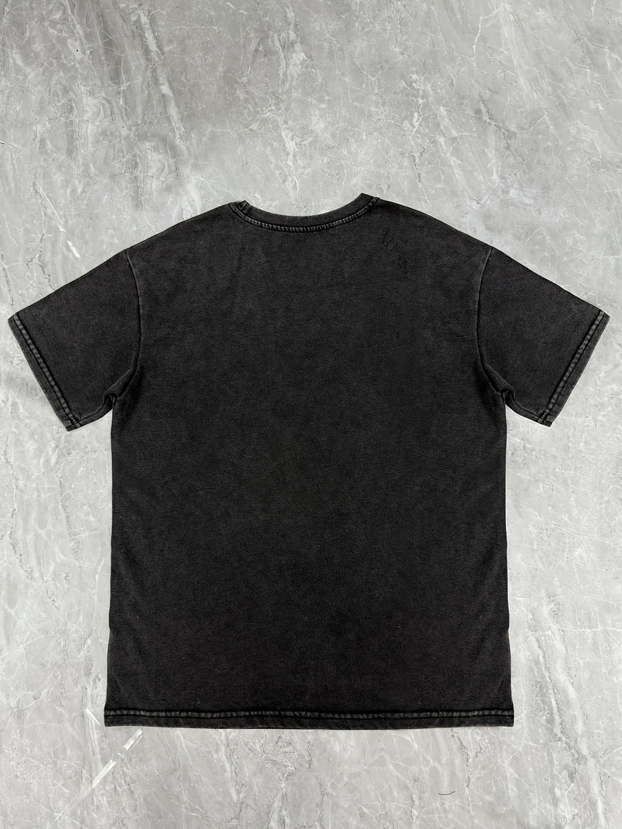 Letter Print Loose Round Neck Fashion Women's Wash Short Sleeve. - Dark Gray