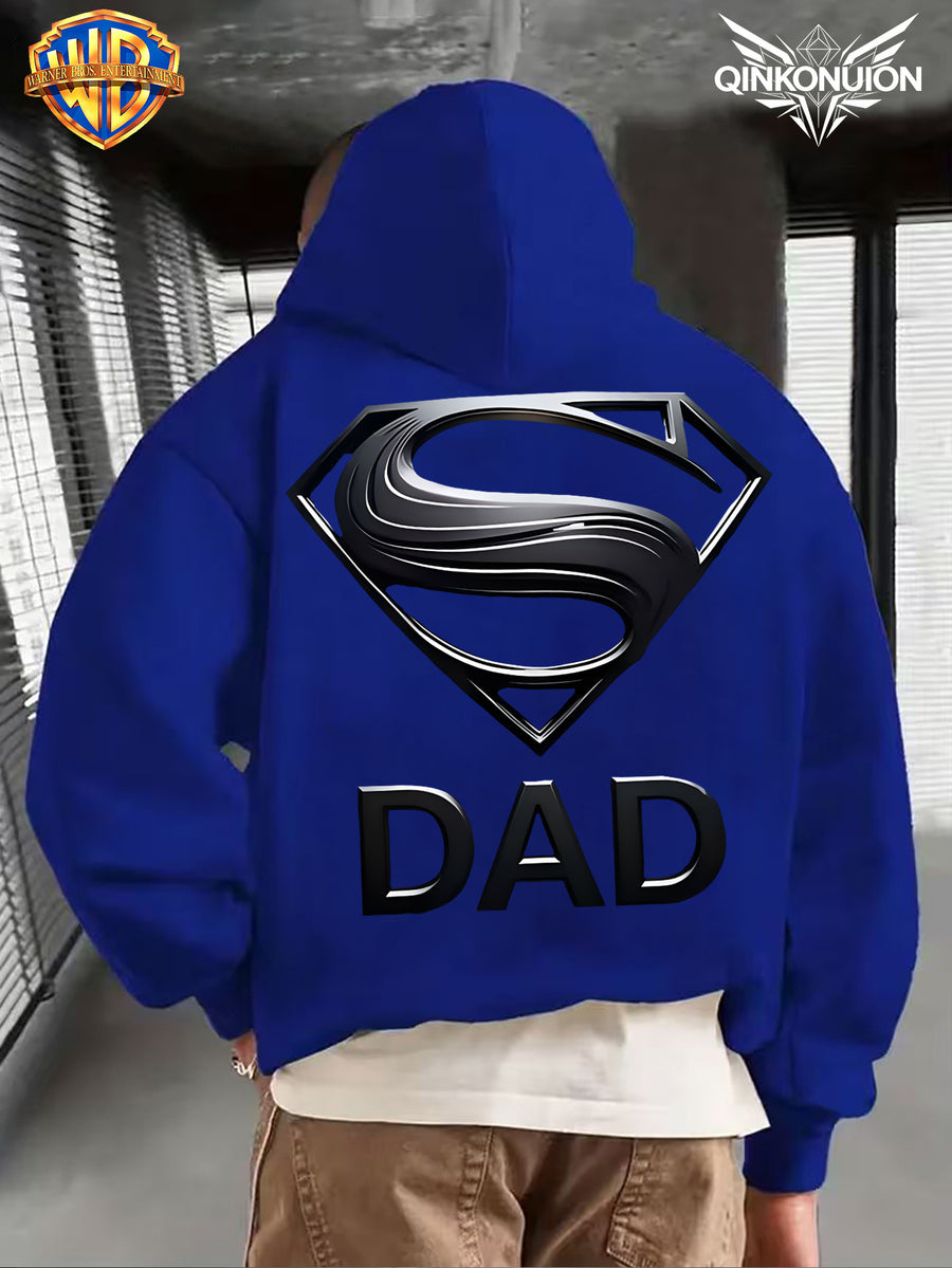 WB Warner Men'S New Trendy Hoodie, Superman Classic Logo Printed Design Hoodie, Daily Casual Drawstring Hoodie, Long Sleeve Hoodie, Machine Washable, Multifunctional Sports And Leisure Loose Fit Men'S Hoodie - Blue