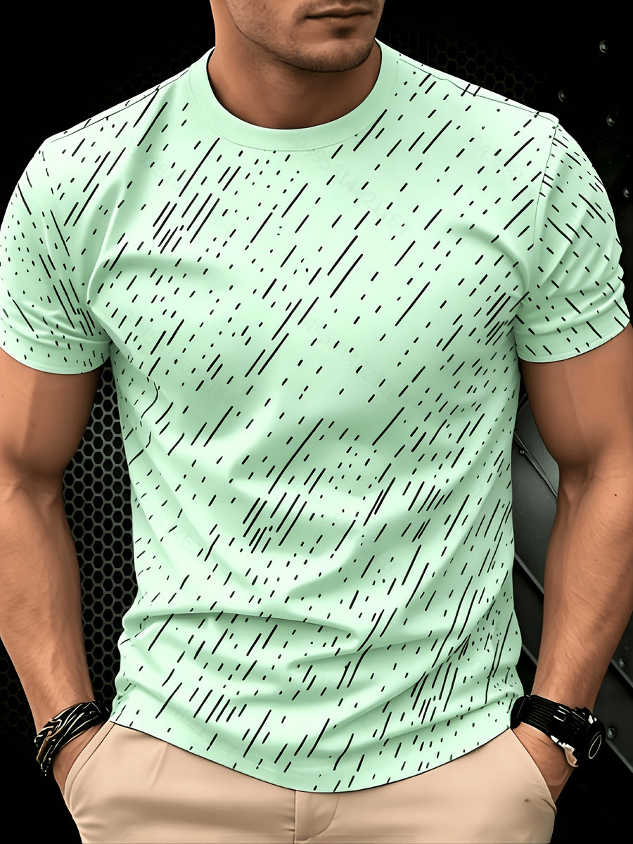 Black Twill Line Digital Printing T-Shirt, Minimalist Men'S Casual Short-Sleeved Shirt, Versatile Commuter Men'S Short-Sleeved T-Shirt, Cool And Breathable, Skin-Friendly And Comfortable, a Perfect Gift - Mixed Color B