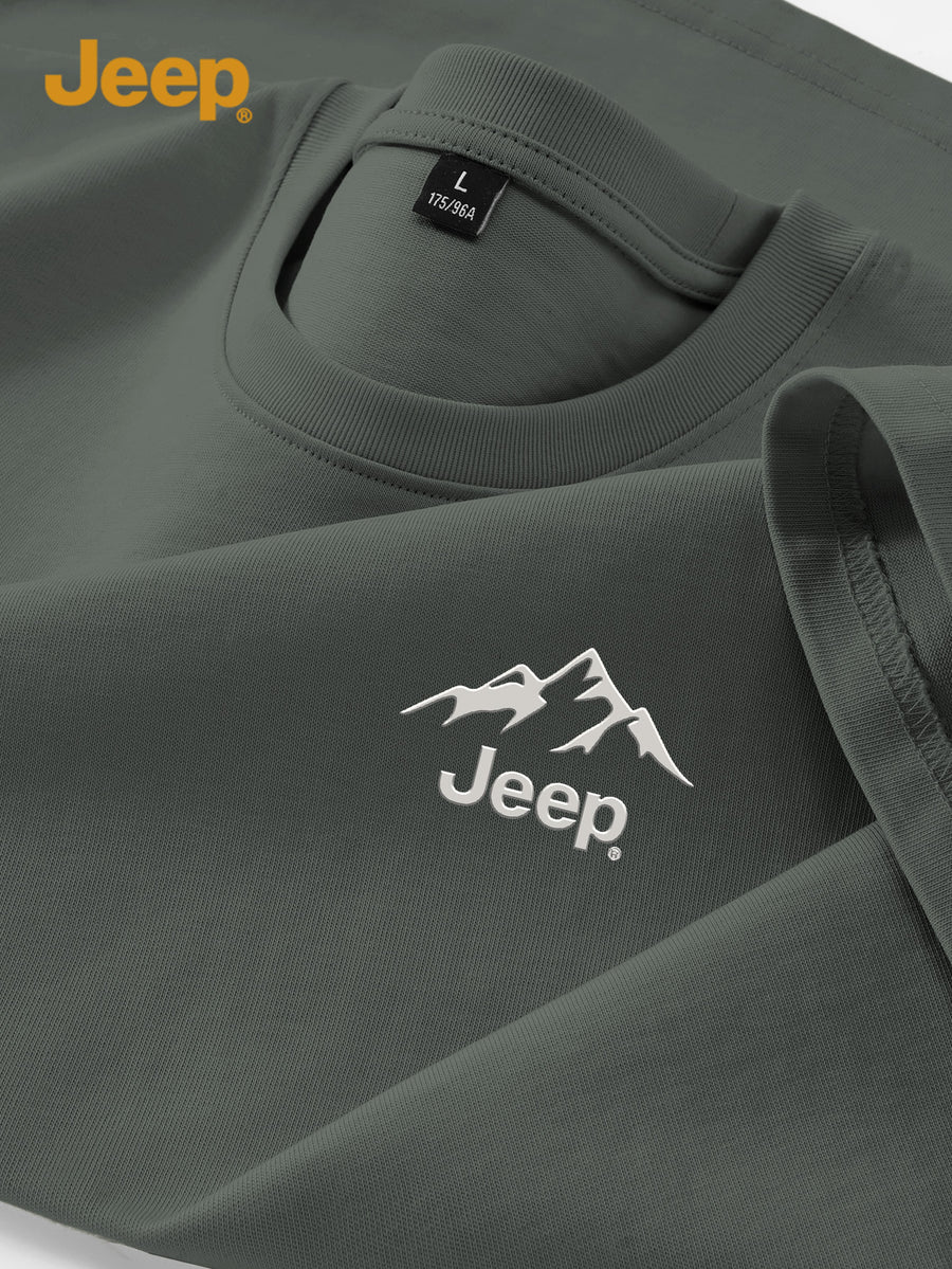 JEEP Men'S 100% Short Sleeve T-Shirt, Casual Fashion Comfort Sports Tee for Summer - Gray Green