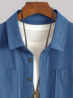 Men's Corduroy Shirt - American Retro Solid Color Long Sleeve Shirt for Men, Casual Wrinkle-Resistant Non-Iron Corduroy Shirt with Two Pockets, Trendy Versatile Corduroy Jacket for Sports, Outdoor, and Daily Wear. - Sky Blue