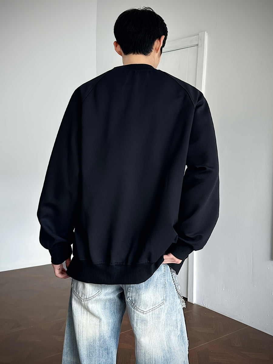 Men'S Soft Shell Jacket, 1pc Men'S Fashion Trendy Casual Jacket, Loose Fit with Drop Shoulder Design, Comfortable Stretch Fabric, Suitable for Casual Wear - Black