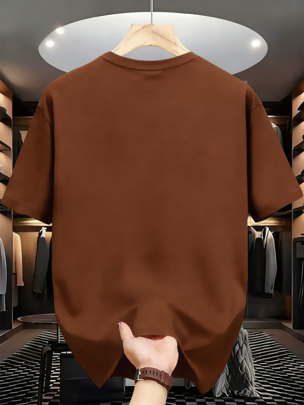Men's New 100% Cotton T-Shirt with MINIMAL Print, Comfortable, Soft, and Breathable for Summer Casual Daily Wear - Coffee Brown