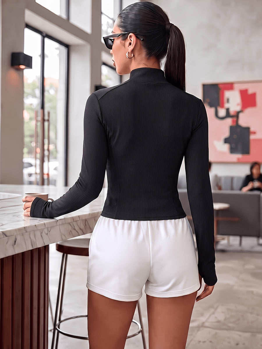 Ymjiglea Sporty Casual Style Slim-Fit Zipper Jacket, Four Seasons Versatile Stand Collar Jacket,, Sleek, and Comfortable - Black Lulu