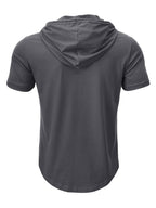 European and American Cross-Border Hooded Casual Sweatshirt for Men, Solid Color Hoodie Top, Men's Sportswear, Fitness Men's Short-Sleeve T-Shirt - Dark Gray