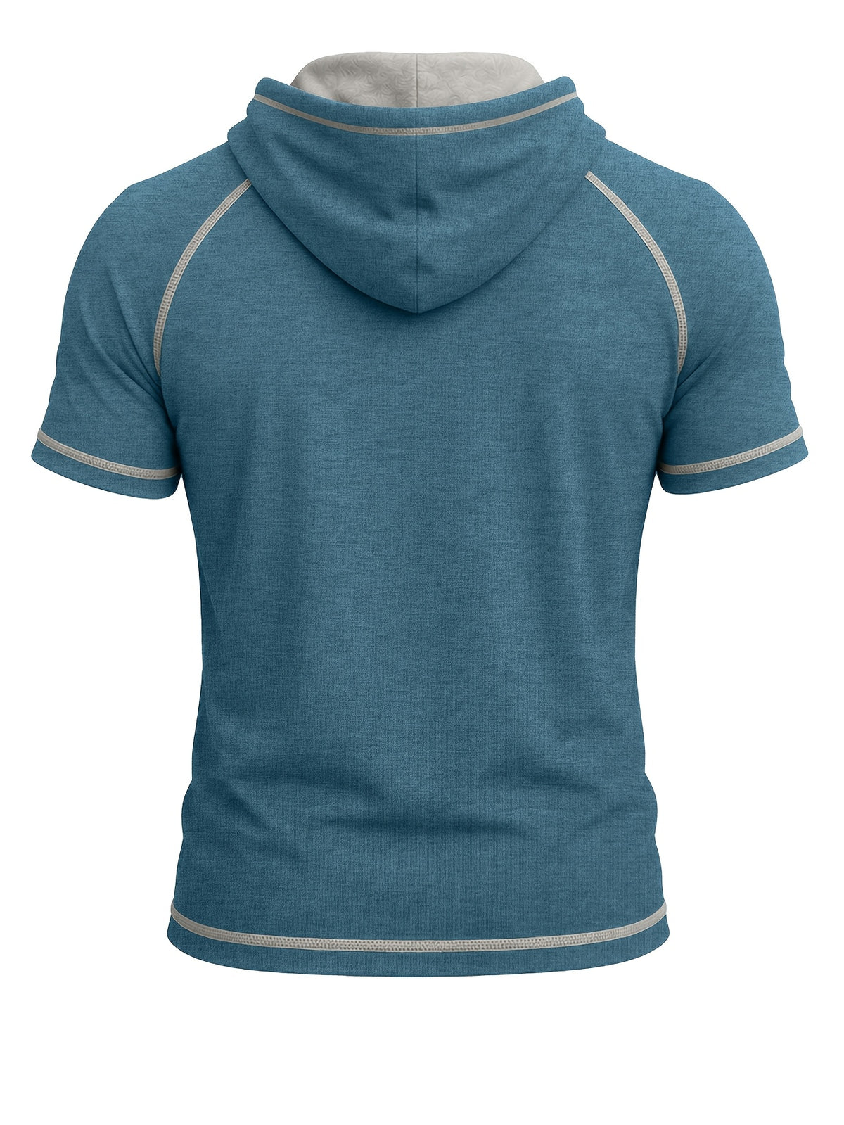 Summer Cross-Border Western Men'S Hooded Short-Sleeve T-Shirt, Color-Block Foreign Men'S Athletic Top - Blue