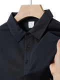 Classic Solid Color Short-Sleeve Men'S Polo Shirt, Home Casual Shirt - Navy Color