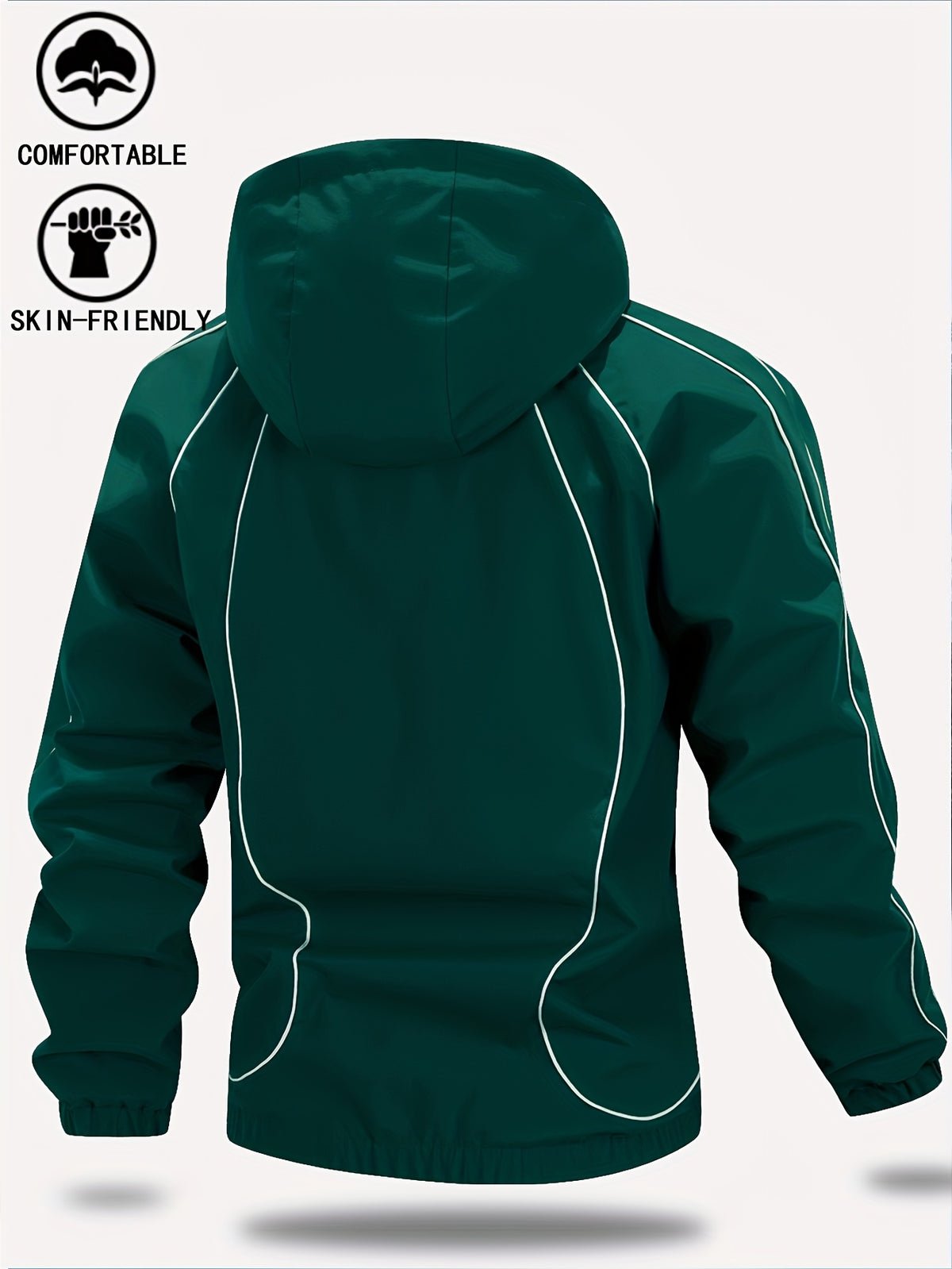 New Autumn/Winter Men's Trendy Hooded Casual Sport Jacket, Loose Fit Fashionable Versatile Jacket with Full-Body Drawstring Design, Outerwear Windbreaker JK5689 - Green