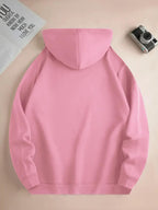 Cute Style Mickey Minnie Face Print Japanese Hooded Sweatshirt, Casual Comfortable Kangaroo Pocket Pullover Top - Pink