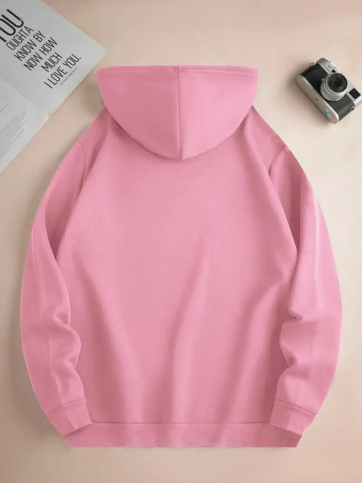 Cute Style Mickey Minnie Face Print Japanese Hooded Sweatshirt, Casual Comfortable Kangaroo Pocket Pullover Top - Pink
