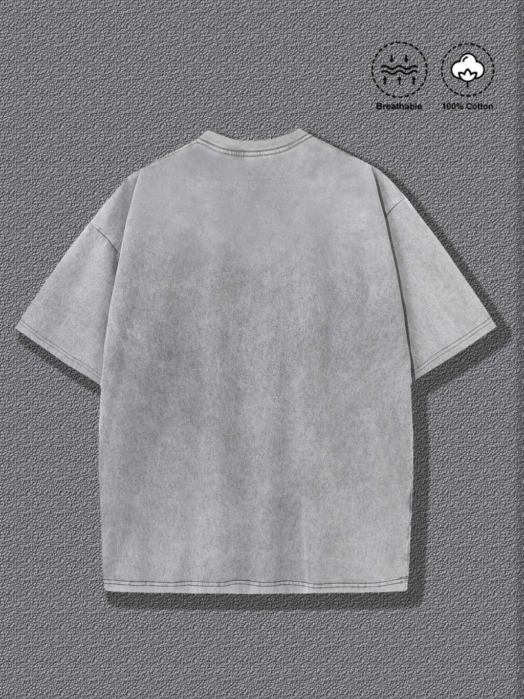 Men's 100% Pure Cotton Short-Sleeve T-Shirt, Summer Casual Versatile Crew Neck Top with Geometric Line Abstract Art Print, Breathable and Sweat-Wicking Fabric, Vintage Washed Distressed Style, Suitable for Daily Commuting, Parties, and Running - Grey