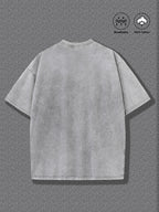 Men's 100% Pure Cotton Short-Sleeve T-Shirt, Summer Casual Versatile Crew Neck Top with Geometric Line Abstract Art Print, Breathable and Sweat-Wicking Fabric, Vintage Washed Distressed Style, Suitable for Daily Commuting, Parties, and Running - Grey