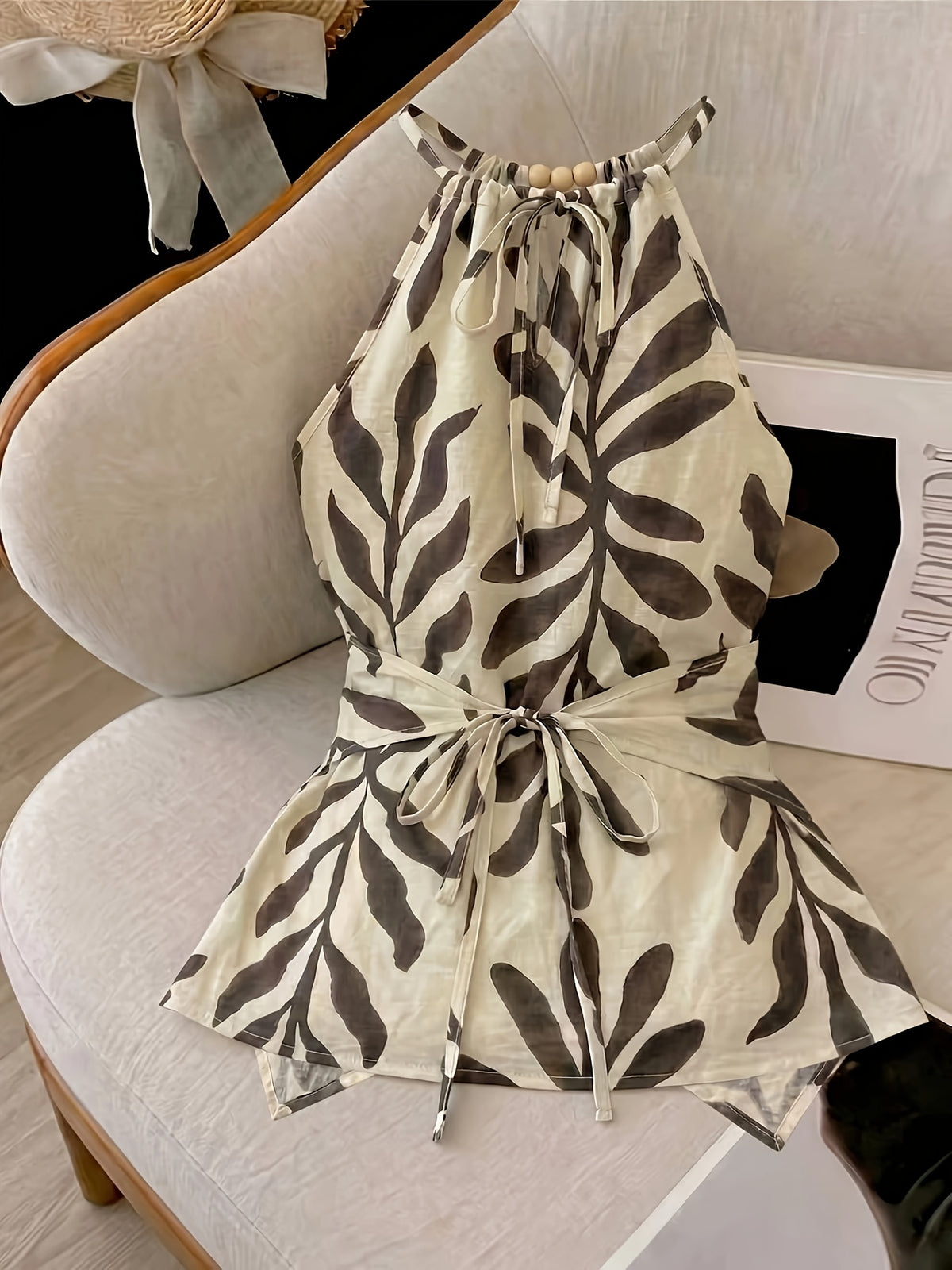 Plant Print Easy Fashion Women'S Top, Suitable for Commute, Home, Vacation Outfits - 【Light Yellow】