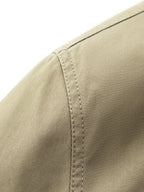 1pc Men'S Lapel Cargo Jacket, Solid Color Zipper Casual Coat, Retro Pocket Outerwear, Suitable for Men'S Daily Commute, Office, Street Style, Outdoor Activities - Light Khaki