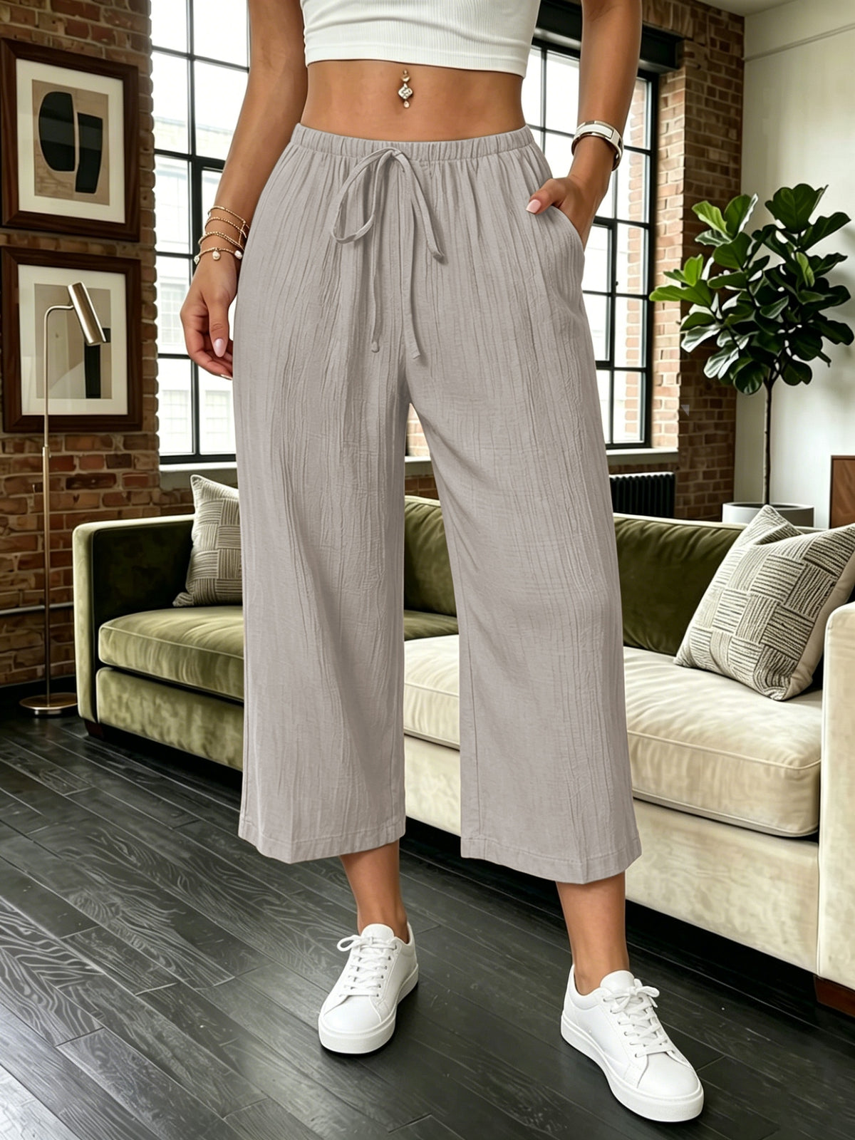 1pc Women'S Western Capri Leggings, Women'S Casual Quick-Dry Compression Pants, Outerwear Capri Leggings Base Layer - Khaki