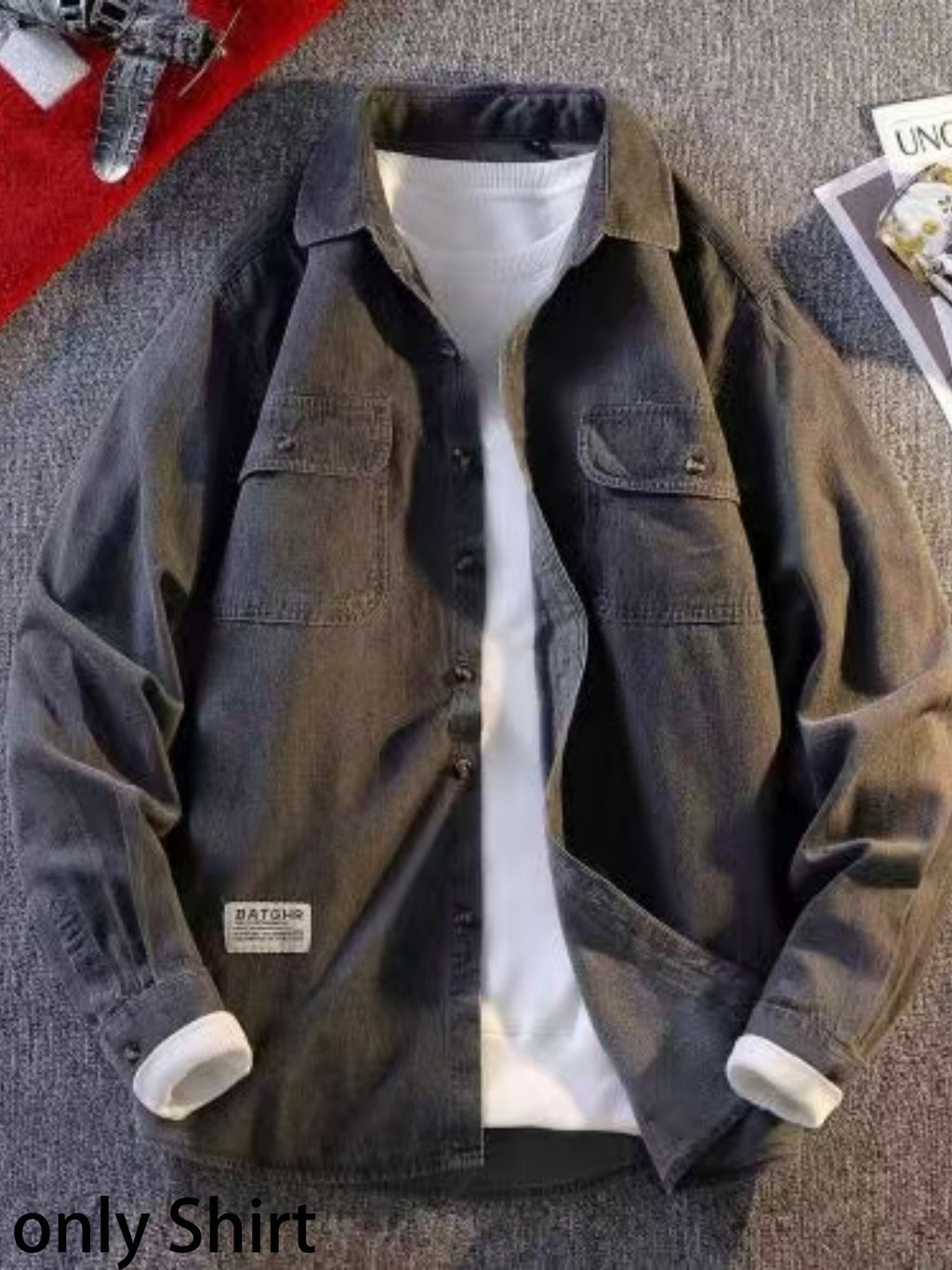Men's Vintage Spring Denim Shirt, New Arrival Casual Loose-Fit Versatile Long-Sleeve Denim Top - N861-3
