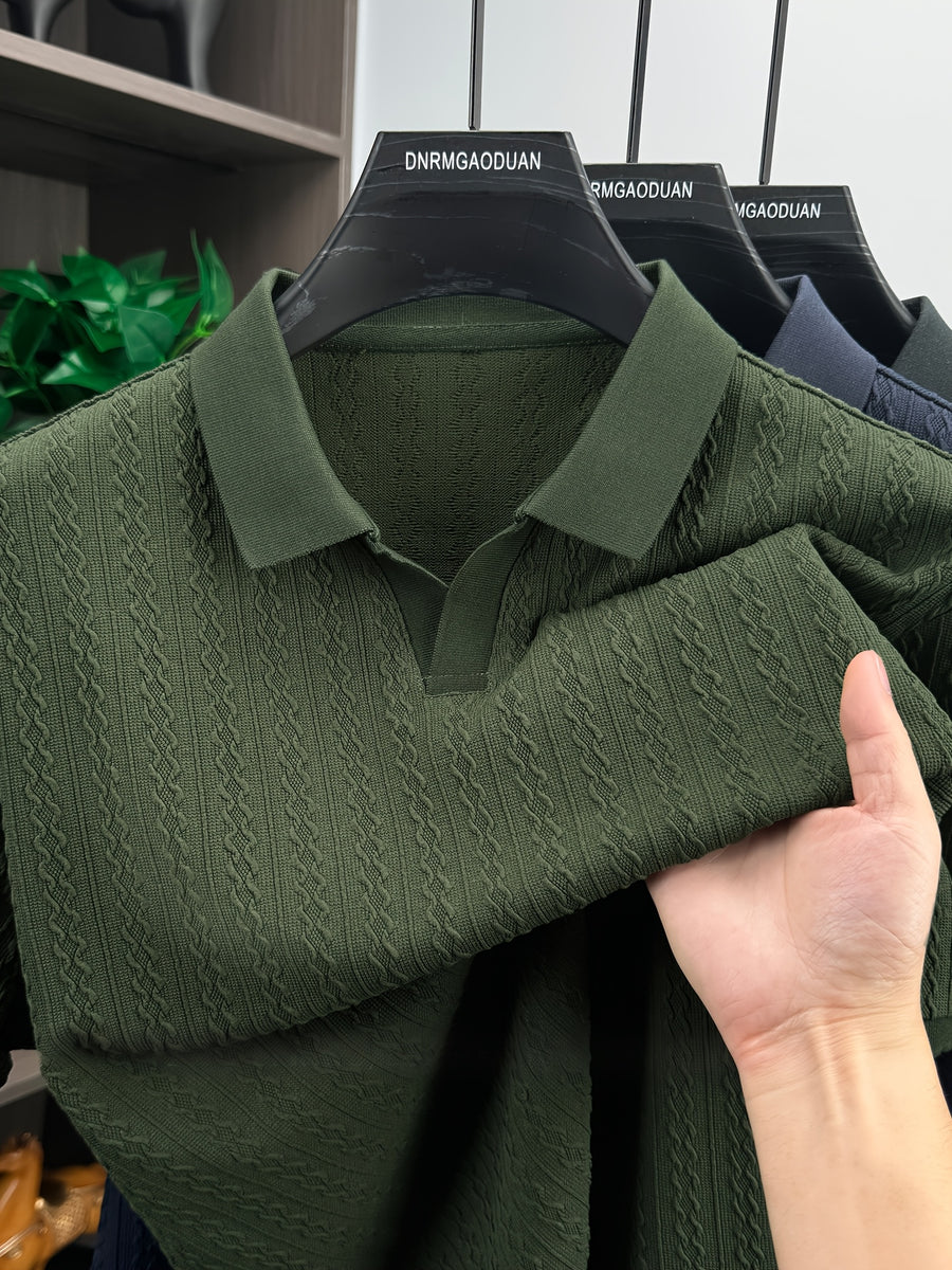 Golf Polo Shirt, Men'S Casual Short Sleeve Top, Comfortable And Breathable T-Shirt, Jacquard Fabric Design, Suitable for Business, Casual, And Outdoor Wear - Green
